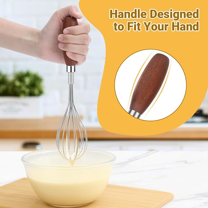 Set of 2 Stainless Steel Whisks, Balloon Whisk Set with Comfortable Handle, Whisk for Cooking, Beating and Frothing (22 cm, 24 cm)