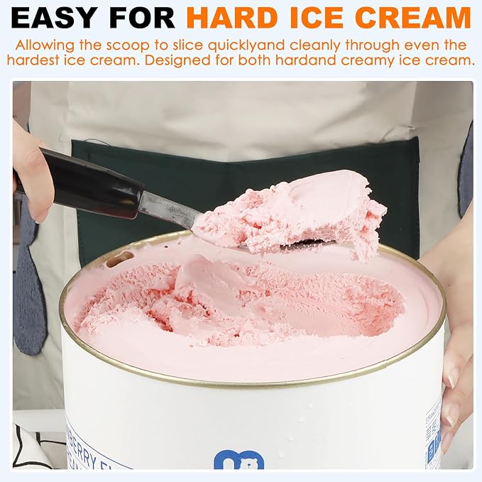 KAYCROWN 2 Pack Ice Cream Spade, Stainless Steel Ice Cream Spade Scoop with Non-Slip Handle for Hard or Creamy Ice Cream, Flat Ice Cream Paddle - Heavy Duty Strong, Durable Bend Proof, Dishwasher safe