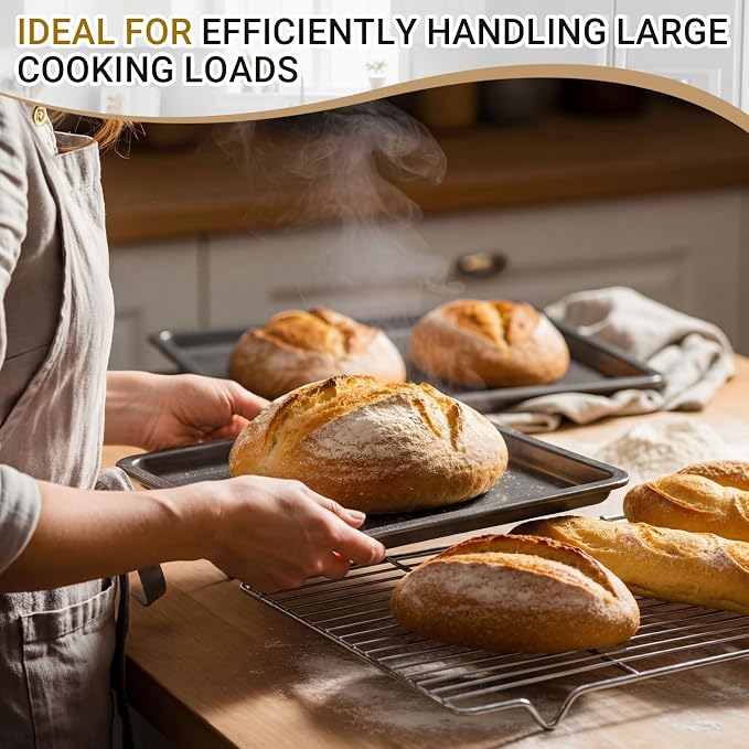 Lounsweer 2 Pack Cooling Racks, 10L x 18W x 1H Stainless Steel Wire Rack for Baking Sheet, Large Cookie Cooling Rack, Oven Safe Cooking Racks for Sheet Pan, Dishwasher Safe, Full Size