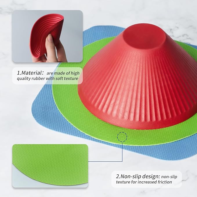 Imeepa 3PCS Rubber Jar Opener Gripper Pads for Seniors (Blue+Green+Red) | Non-Slip Rubber Grips Open Tight Jars Easily. Ideal for Arthritis, Weak Hands. 3-Piece Set, Versatile For Bottles & Cans