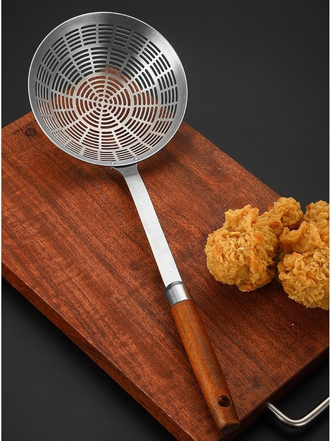 Large Bowl Slotted Spoon Comfortable Grip Handle Skimmer Ladles for Draining and Cooking Metal Kitchen Utensils Tool Restaurant Tool