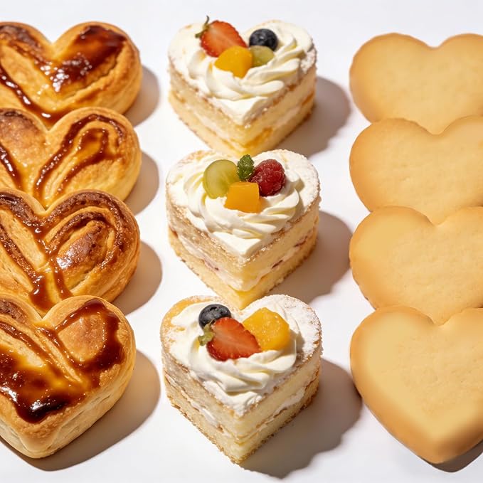 Heart Cookie Cutters, 5 Piece Biscuit Cutters with Handle, Stainless Steel Heart Shaped Cookie Cutter for Sandwiches, Cookie, Biscuit