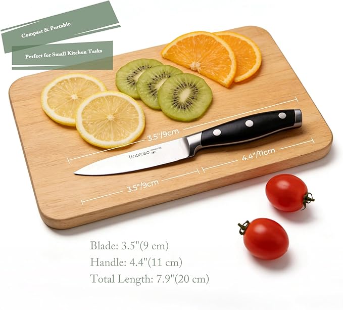 linoroso 3.5 Inch Paring Knife, Sharp Forged German Stainless Steel Kitchen Knife, Full Tang Small Fruit Knife with Ergonomic Handle, Premium Classic Series with Elegant Gift Box