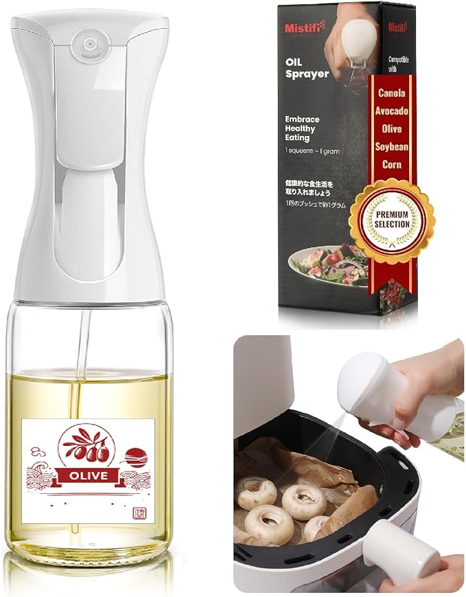 Mistifi Oil Sprayer for Cooking, 150ml Glass Olive Oil Sprayer, Fine Mist Spray Bottle for Air Fryer, Nonstick Frying, Salad, BBQ, Refillable Kitchen Oil Spray (PS88606)