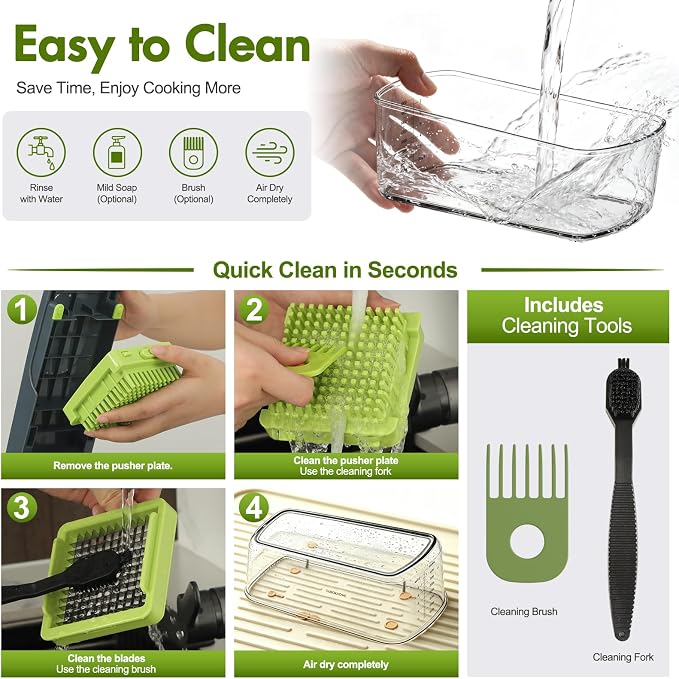 Ourokhome Vegetable Chopper with Container, 8-Blade Onion Chopper & Mandolin Slicer, 2-Lid Food Dicer with Safety Lock, Veggie Shredder Grater for Kitchen Meal Prep, Kitchen Gadgets (8 in 1, Gray)