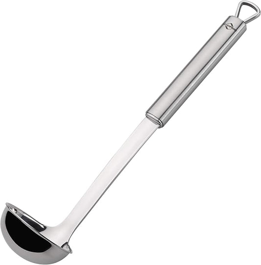 Küchenprofi Soup Ladle - 2 oz Capacity, 12-Inch Stainless Steel Silver Finish - Long-Handle Ladle Spoon with Pour Spout for Serving Soup & Gravy - Dishwasher Safe
