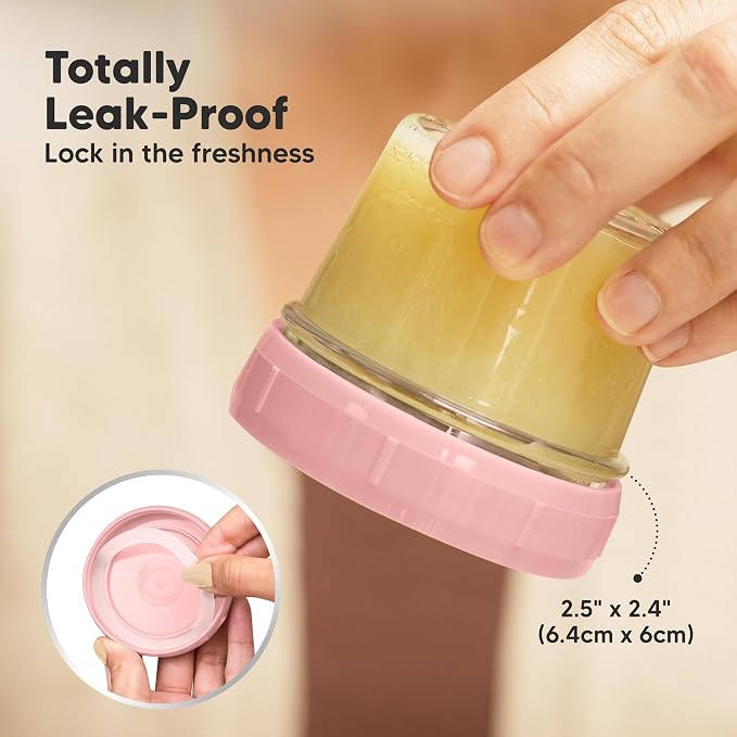 KeaBabies 12pk 4oz Glass Baby Food Containers with Lids, Leak-Proof (Roseate) | Microwavable Small Glass Jars, Baby Purees, Toddler Snack Storage Containers, BPA-Free, Dishwasher-safe, Freezer Safe