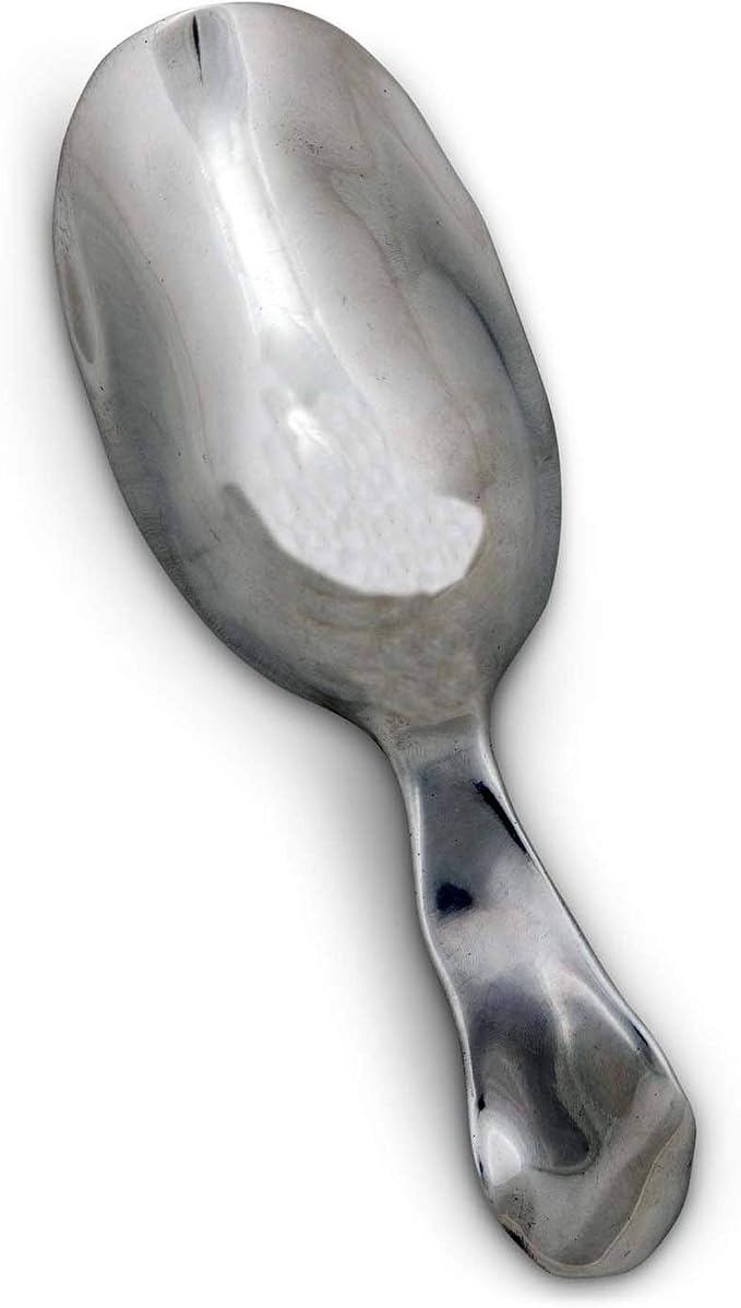 Arthur Court Modern Carmel Pattern Metal Handle Bar Ice Scoop, Dry Bin Scoop, Dry Goods Scoop, Candy Scoop, Spice Scoop Sand Casted and Hand Polished Aluminum 8 inch Long