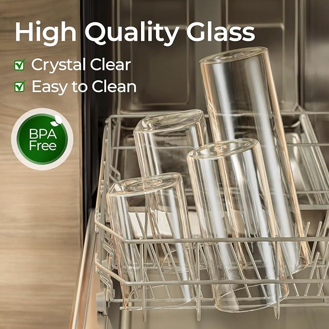 ComSaf Glass Storage Containers wtih Lids 1.4 Qt, Set of 3 Galss Jars | Glass Pantry Storage Containers, Square Kitchen Canisters, Lid with Silicone Seal, Cookie, Cereal, Coffee, 44oz, BPA Free