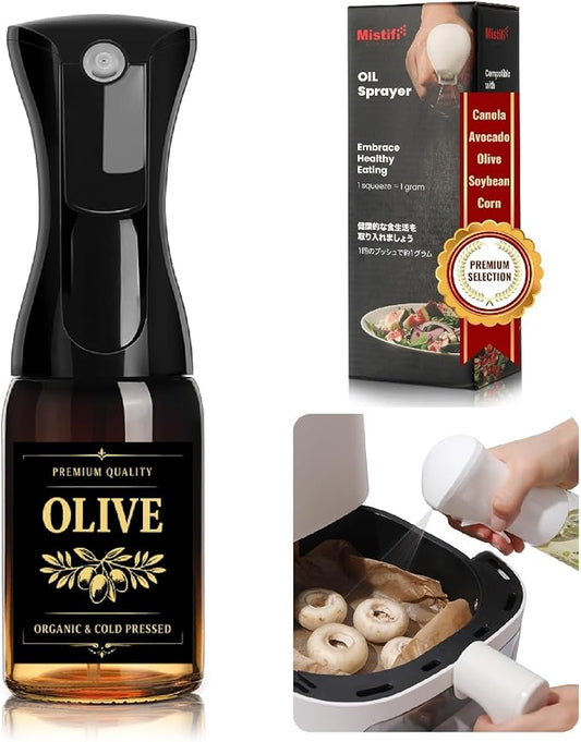 Mistifi oil spray Premium 150ml Glass. Fine Mist Spray Bottle for Air Fryer, Olive Oil, Healthy Nonstick Frying, Commercial & Home Kitchen Use (150ml Glass bottle PS64102)
