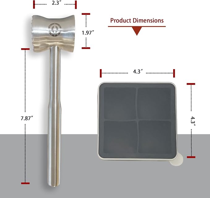 Stainless Steel Meat Tenderizer Tools, Heavy Duty Kitchen Meat Hammer with a 4-hole Silicone Ice Box,Meat Mallet Meat Pounder Waisted Model Designed For Steak, Chicken, Beef, Pork, Nuts