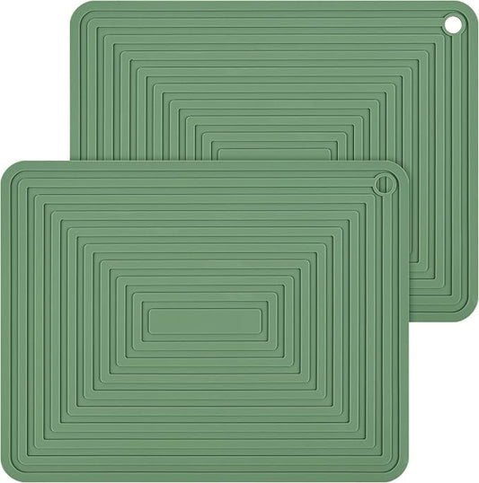 Silicone Trivets for Hot Dishes, Trivet Mat Hot Pads for Kitchen, Trivet for Pots and Pans, Silicone Pot Holders, Trivets for Quartz Countertops, Heat Resistant Mats Set 2 Olive Green