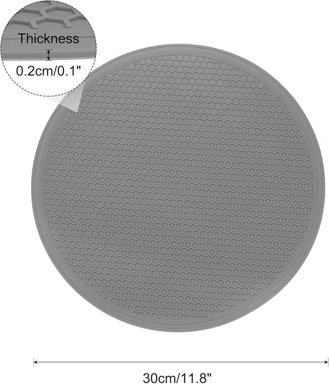 uxcell 2pcs Silicone Trivet Mats 11.8" Dia Round Non-Slip Silicone Pot Holders for Hot Pots and Pans, Heat Resistant Hot Pads for Kitchen Hot Dishes Table Countertops, Grey