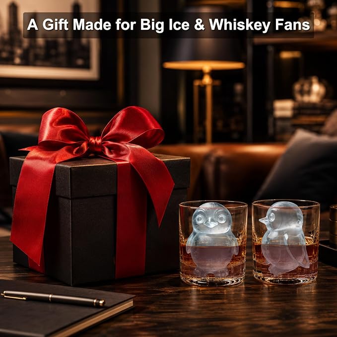3D Penguin Ice Cube Silicone Molds Tray for Whiskey, Cocktail, Drink, Bar; Rich Details. Fun Animal Mold for DIY Craft Taba Squishy Chocolate Soap Candle Resin Gift for Women Girls Boys; 2 Pack