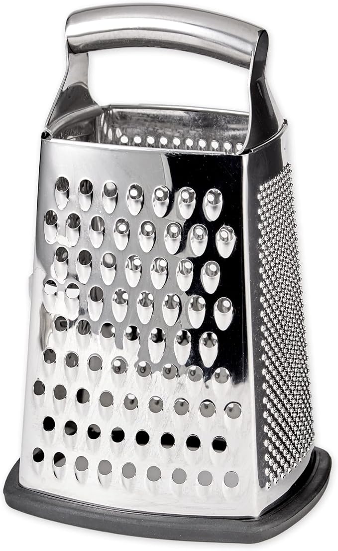 RSVP International Endurance Kitchen Collection Multi-Use Cheese Grater Handheld Potato Slicer Shredder for Hard & Soft Cheeses, Vegetables & Zesting, 6 x 5 x 9-3/4-Inch, Non-Slip Bottom