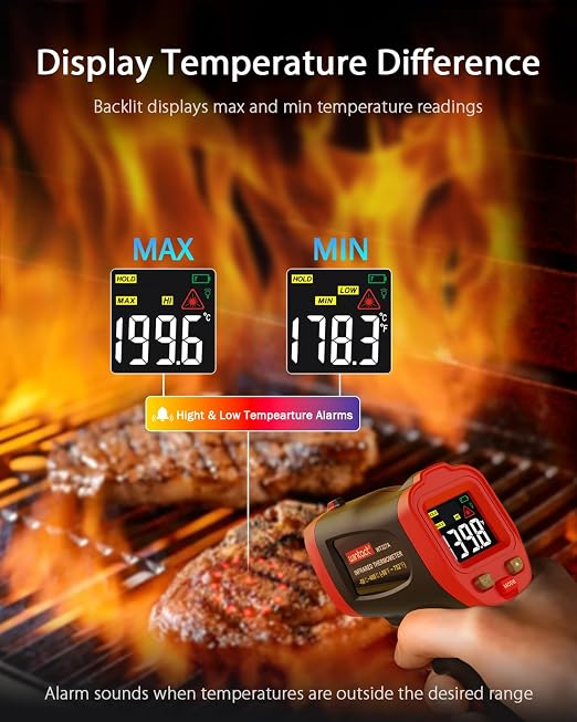 Wintact Infrared Temperature Thermometer Gun, Digital Non-Contact Laser Temp Gun Measuring Surface & Ambient Temperature for Kitchen Cooking Food Pizza Oven Grill Meat -58℉ to 752℉