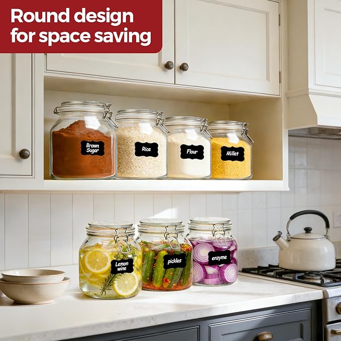 Glass Jars with Airtight Lids 0.6 Gallon 2 Pack Kitchen Canisters | Wide Mouth, Scoop Included, Flour Sugar Storage Containers,Baking Supplies,Leak Proof,BPA-Free,Pantry Organization, Pickling