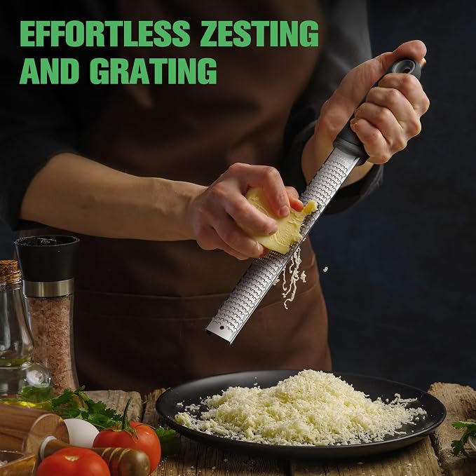 NEUTYPECHIC Cheese Grater, Lemon Grater, Stainless Steel, Zester Grater, Premium Zester Grater, Parmesan Grater, Dishwasher Safe, Garlic Grater with Protective Cover and Finger Protection, Nutmeg,