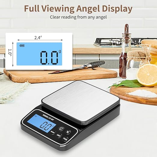 SEMIER Kitchen Scale with 4 Units Percentage and Tare Function, 5kg/11lb, 0.1g/0.01oz Accuracy Digital Scale for Food, Cooking, Baking and Portion Control, USB Rechargeable
