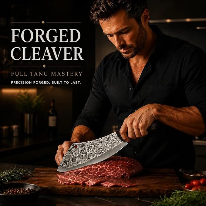 DRAGON RIOT Chef Butcher Knife Set for Meat Cutting, 4 Pcs Japanese Forged Chef Knives Set for Men and Women Gift for Men