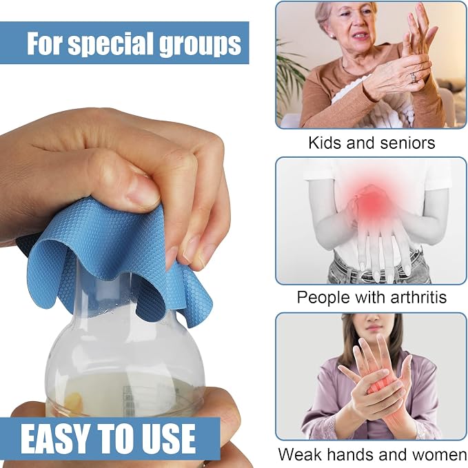 LUTER 4pcs Jar Opener Gripper Pad for Seniors with Weak Hands, Rubber | Multi-function Silicone Bottle Opener Lid Cap Rubber Gripper Pads Kitchen Coasters Gadgets, Light Blue, Green