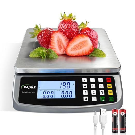 66lb/30kg Food Scale, Large Digital Kitchen Scale 0.05oz/1g Commercial Scale for Food 304 Stainless Steel Counting Scale for sourdough Bread Baking Cooking Meat Restaurant Vegetables Farm
