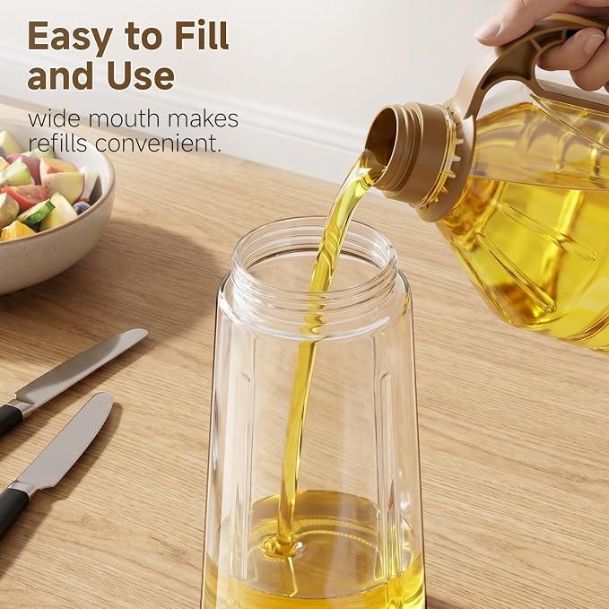 Marbrasse 20oz Glass Oil Dispenser Bottle with Auto Flip Cap, White | Auto Flip Cap for One-hand Use, Leakproof Design, for Olive Oil/Vinegar/Cooking Oil, Kitchen Essential