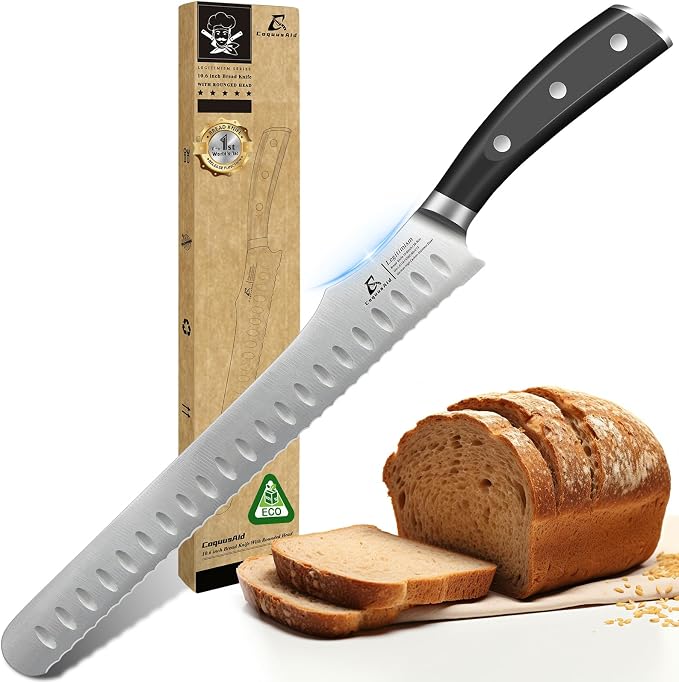 CoquusAid Paring Knife Set 2PCS Fruit & Vegetable+Bread Knife for Homemade Bread