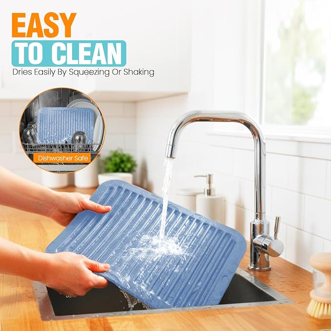Silicone Trivets for Hot Pots and Pans - 2 Heat Resistant Pot Holders Silicone Trivet Mat Multipurpose Counter Pads (Nordic Blue)