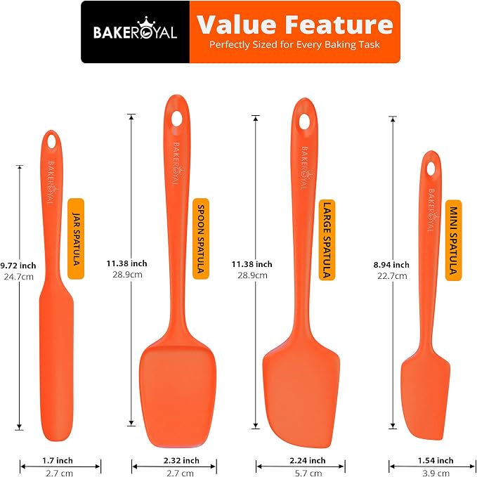 BakeRoyal Silicone Spatulas Set - Orange