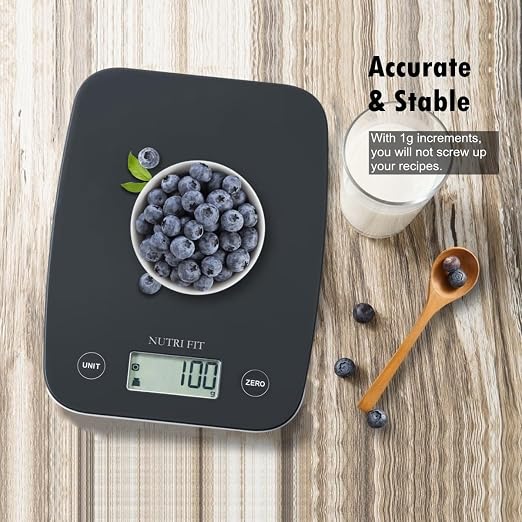 Digital Food Scale 11lb Kitchen Scales for Cooking Baking Black | Weight in Ounces & Grams, 1g Precision, Max 11lbs, Smart Tare, LCD Display, 4 Units, For Weight Loss, with 2AAA Batteries