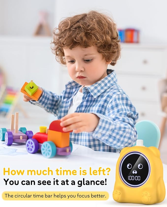 Visual Timer for Kids, 100 Min, Rechargeable Countdown Timers, Adjustable Sound Alert, Adjustable Brightness, Productivity Timers for ADHD, Silent Operation, Desk Time Management Tool for Toddler
