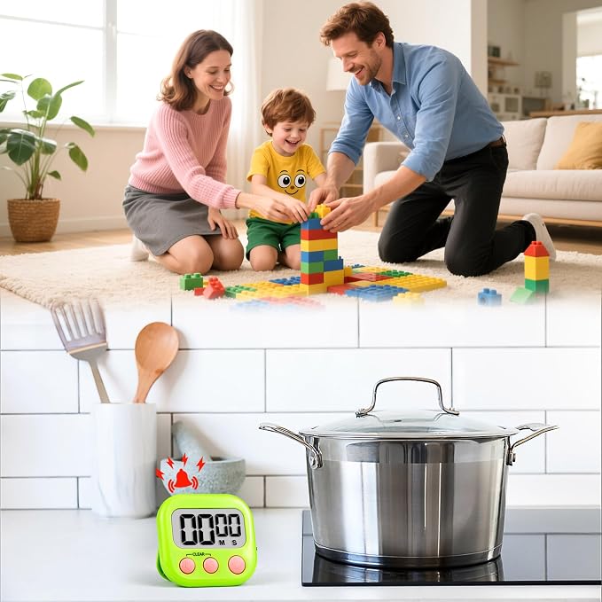Timer for Kids Teachers Digital Kitchen Timers for Cooking Large Magnetic Classroom Timer 12Pack-Blue Green