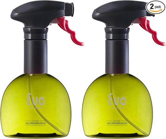 Evo Oil Sprayer Mini Non-Aerosol for Olive Oil, Cooking Oils, and Vinegars, Green, 8-Ounce Capacity, Set of 2