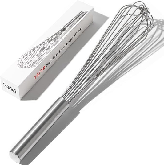 OYV 18/10 Stainless Steel Large Whisk, 17" Commercial Heavy Duty Whisk for Whipping Eggs, Mixing Batter, Making Sauces, Long Wisk Dishwasher Safe