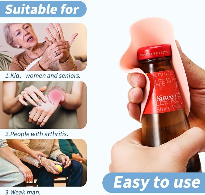 Imeepa 4PCS Rubber Jar Opener Gripper Pads for Seniors (4 Colors) | Non-Slip Rubber Grips Open Tight Jars Easily. Ideal for Arthritis, Weak Hands. 4-Piece Set, Versatile For Bottles & Cans