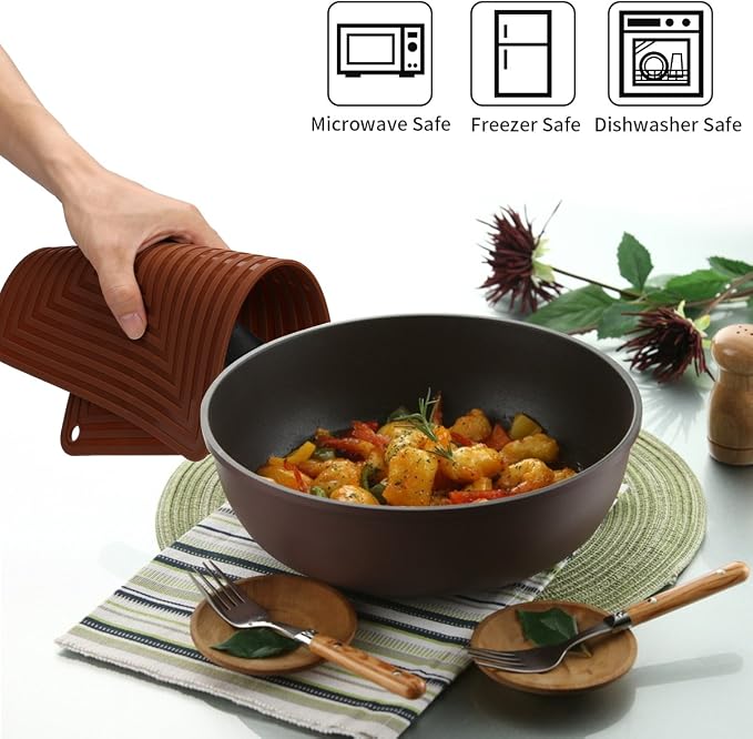 LogHog 2 Pack Large Silicone Trivet Mats/Hot Pads, Heat Resistant Pot Holder,9"x12" Non Slip Flexible Durable Pot Coaster Kitchen Table Mats (Coffee)