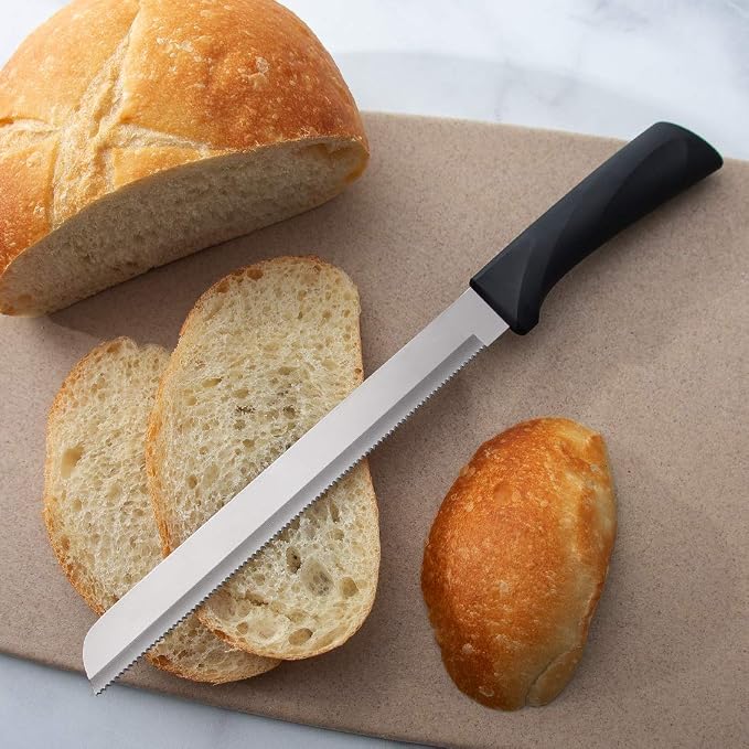 Rada Cutlery Anthem Series 8" Bread Knife (W443), Stainless Steel Serrated Blade, Black Handle