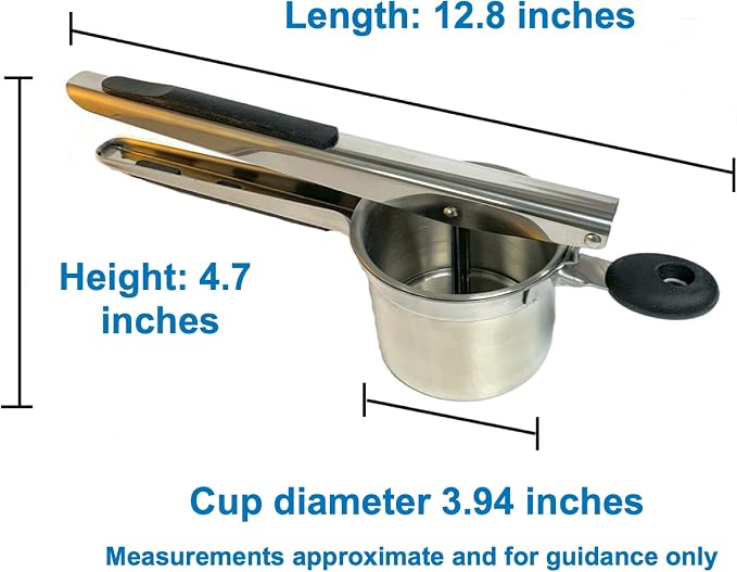 Potato Ricer Stainless Steel Professional- Sturdy Ricer for Mashed Potatoes - Light fluffy mash every time with your new potatoes ricer - Homemade baby food is a breeze with this vegetable ricer
