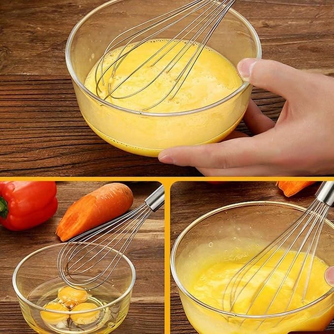 Stainless Steel Balloon Whisk Set 3 Pieces Professional Kitchen Whisks for Cooking Stainless Steel Whisk for Blending Whisking Beating and Stirring Enhanced Version Balloon Wire Whisker Egg Beater
