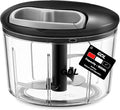GDL Food Chopper, Pull Onion Chopper Dicer, Hand Powered Food Chopper, Fast Cutting Hand Chopper Mincer for Oinon, Garlic, Nut, 3.4 Cups 0.8L, Black