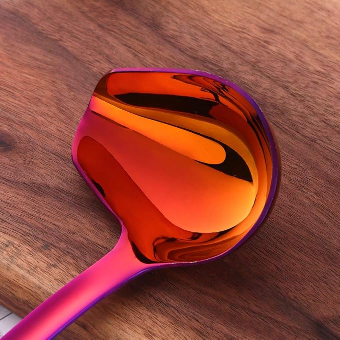 12 Pcs Cooking Utensil Set, Stainless Steel Orange Titanium Plated Cookware Sets with Public Fork/Spoon, Cake Shovels, Spatula, Ladles, Solid Spoon, Slotted Spoon, Pasta Server, Kitchen Tool Gadget