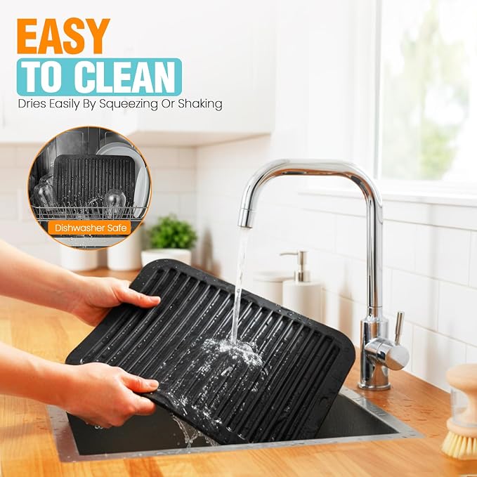 Silicone Trivets for Hot Pots and Pans - 2 Heat Resistant Pot Holders Silicone Trivet Mat Multipurpose Counter Pads (Black)
