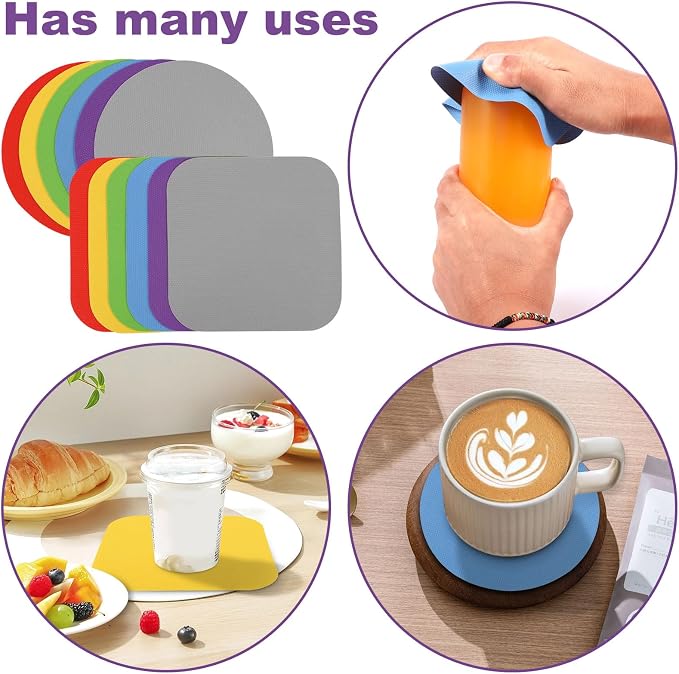 12pcs Jar Opener Gripper Pads – Non-Slip Rubber Jar Grippers, Multi-Function Kitchen Gadget for Bottle & Lid Opening, Anti-Slip Coasters, Jar Opener for Seniors, Arthritis, Weak Hands