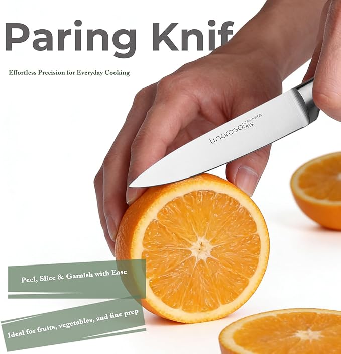 linoroso 3.5 Inch Paring Knife, Sharp Forged German Stainless Steel Kitchen Knife, Full Tang Small Fruit Knife with Ergonomic Handle, Premium Classic Series with Elegant Gift Box