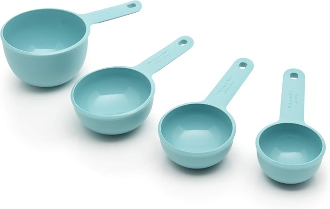 KitchenAid Classic Multifunction Can Opener/Bottle Opener, 8.34-Inch, Aqua Sky and KitchenAid Measuring Cups, Set Of 4, Aqua Sky