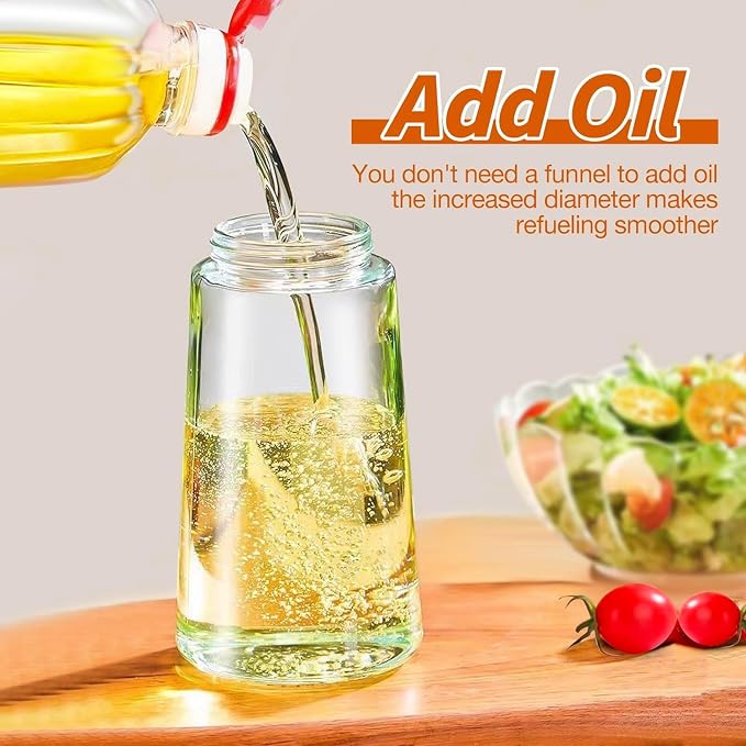 2 in 1 Olive Oil Dispenser With Brush and Sprayer - 16oz Kitchen Bottle (White)