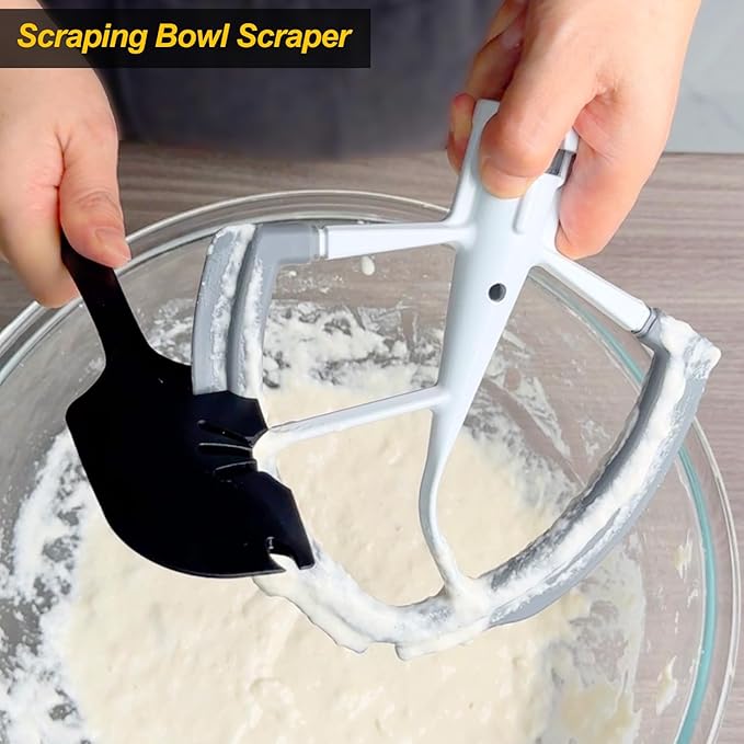 Silicone Spatula Scraper– Flexible Beater Blade Scraper for Stand Mixers & Egg Whisks, BPA-Free Rubber Spatulas for Mixing, Scraping & Baking,Heat Resistant & Seamless Design Cooking Utensils, Black