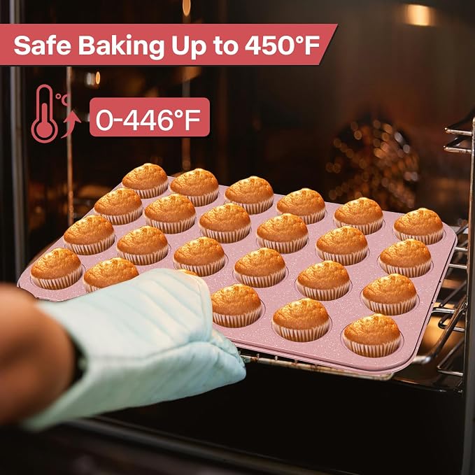 2-Pack Healthy Baking Cupcake Pan| Non Stick 12-Cup Muffin Pan | Durable & Easy Clean Muffin Tin | Perfect for Cupcakes, Muffins (Beige)