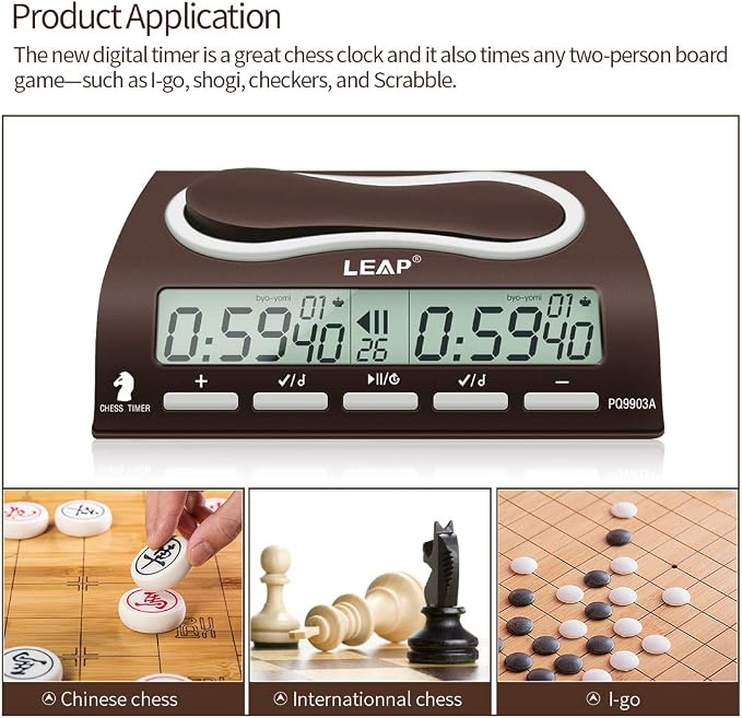 LEAP Chess Clock Digital Chess Timer Professional for Board Games Timer with Alarm Function (Official Store) 9903a